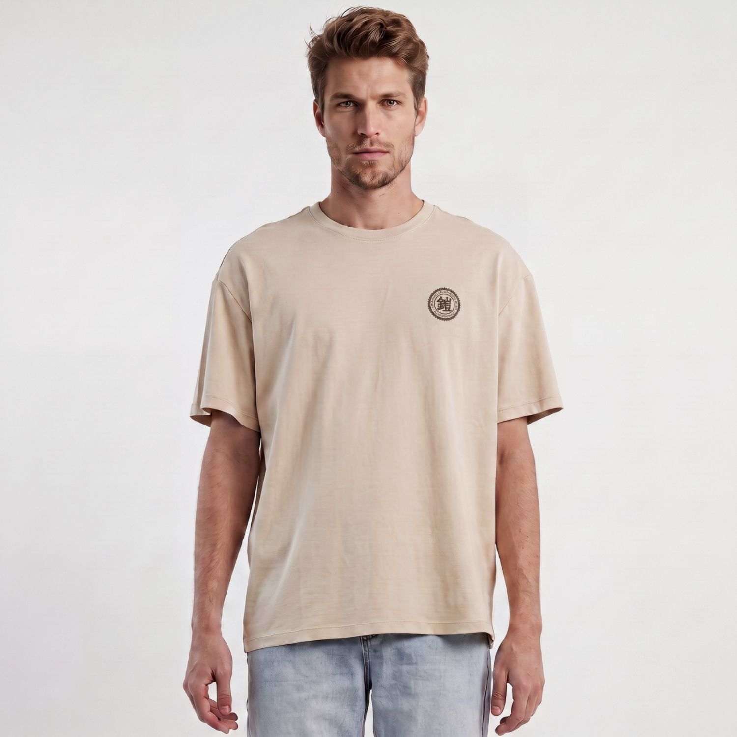 Polera MC Hombre Relaxed Interlock Japon Avena